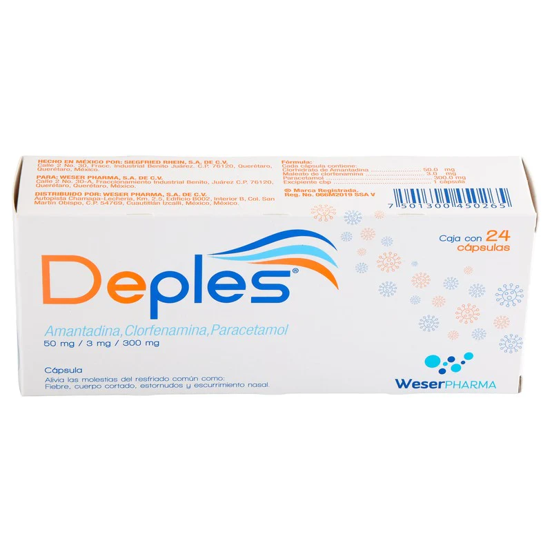 Deples (Amantadina,Clorfenamina,Paracetamos) Con 24 Capsulas - Image 3