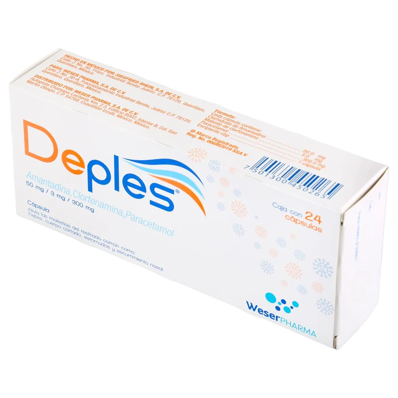 Deples (Amantadina,Clorfenamina,Paracetamos) Con 24 Capsulas - Image 4
