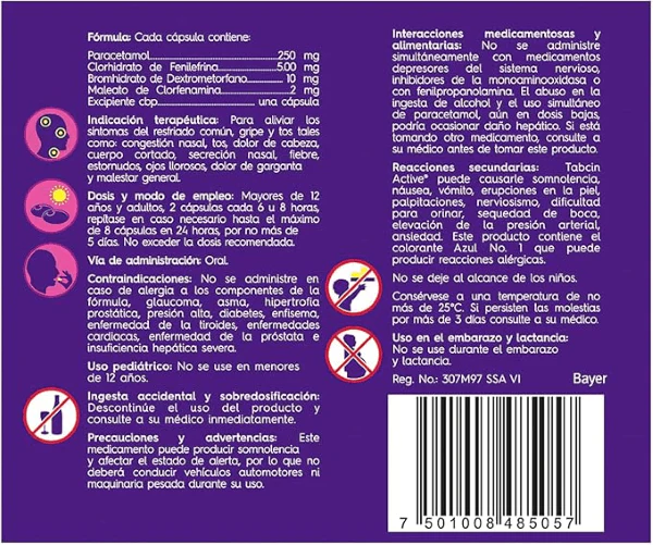 Tabcin Active Blister Con 12 Caps Mx - Image 3