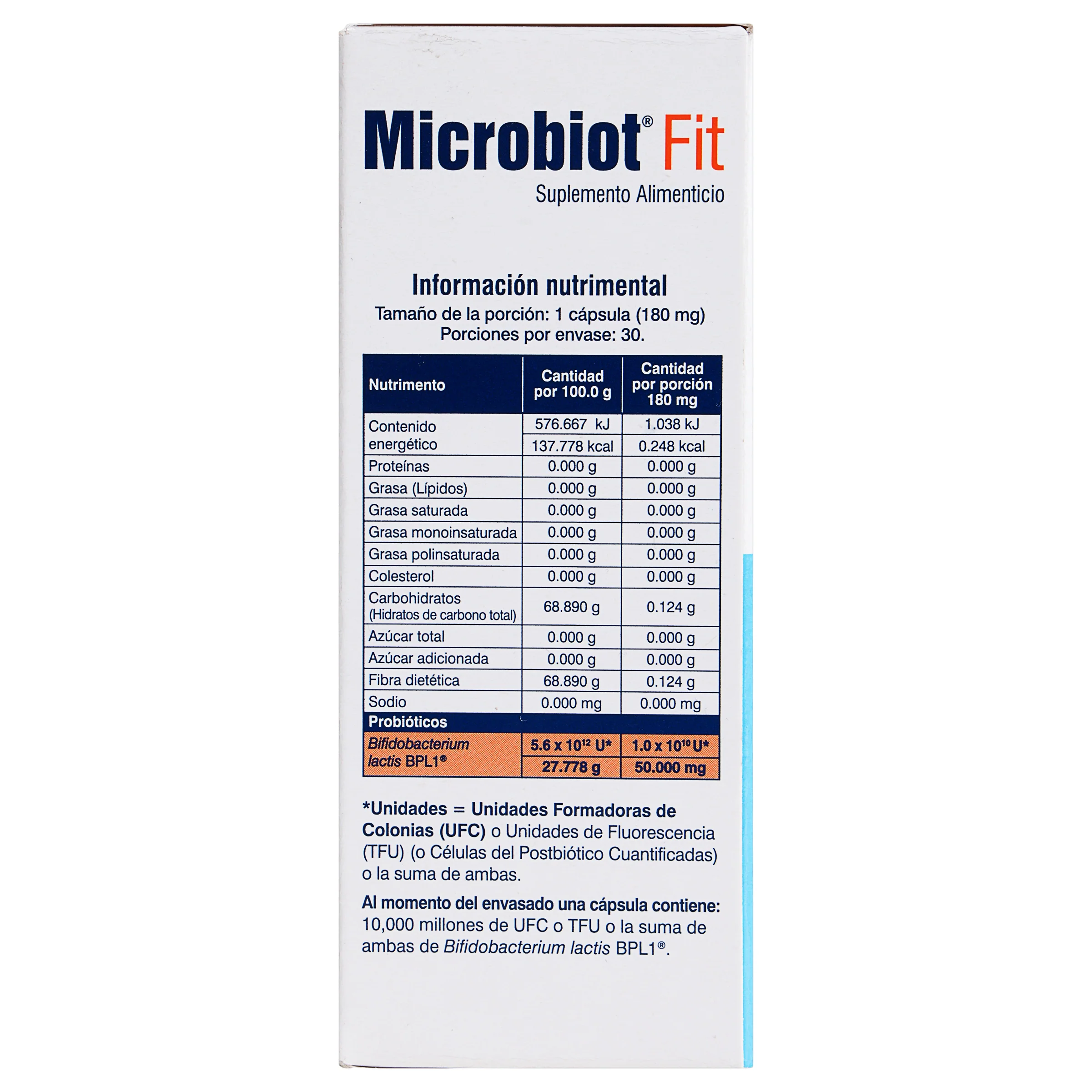 Microbiot Fit 180 Mg Suplemento Alimenticio Con 30 Capsulas - Image 8