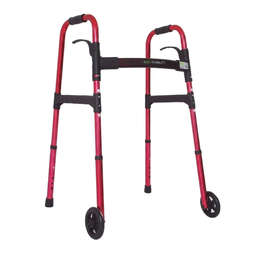 Ea200701M Andadera Con Ruedas Kd Roja Aluminio Altura Ajustable
