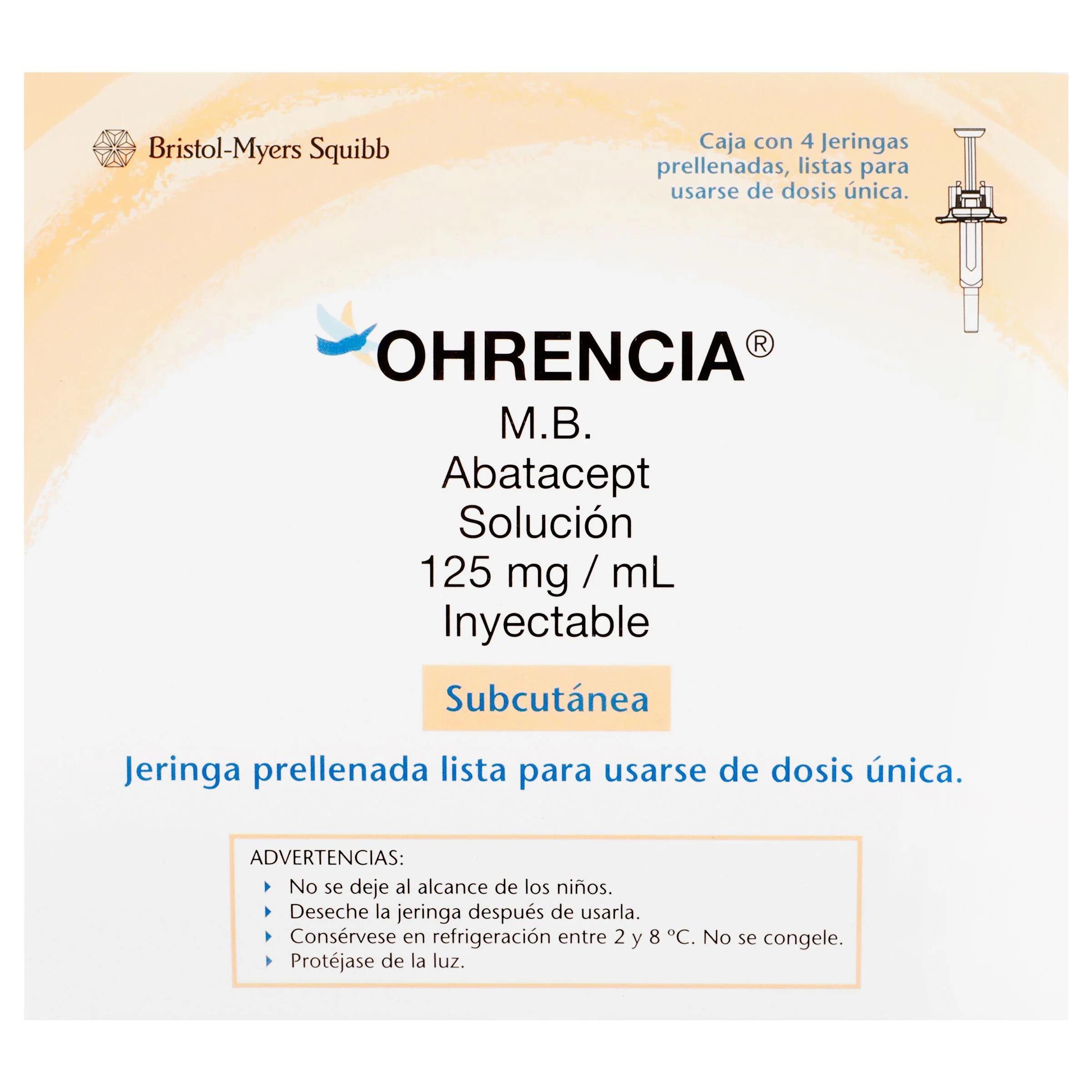 Ohrencia 125 Mg/Ml Solucion Inyectable Caja Con 4 Jeringas Prellenadas