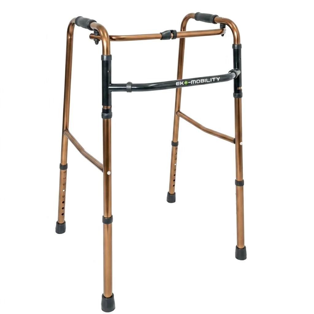 Ea200202C Andadera Reciproca Bronce Aluminio Plegable Altura Ajustable