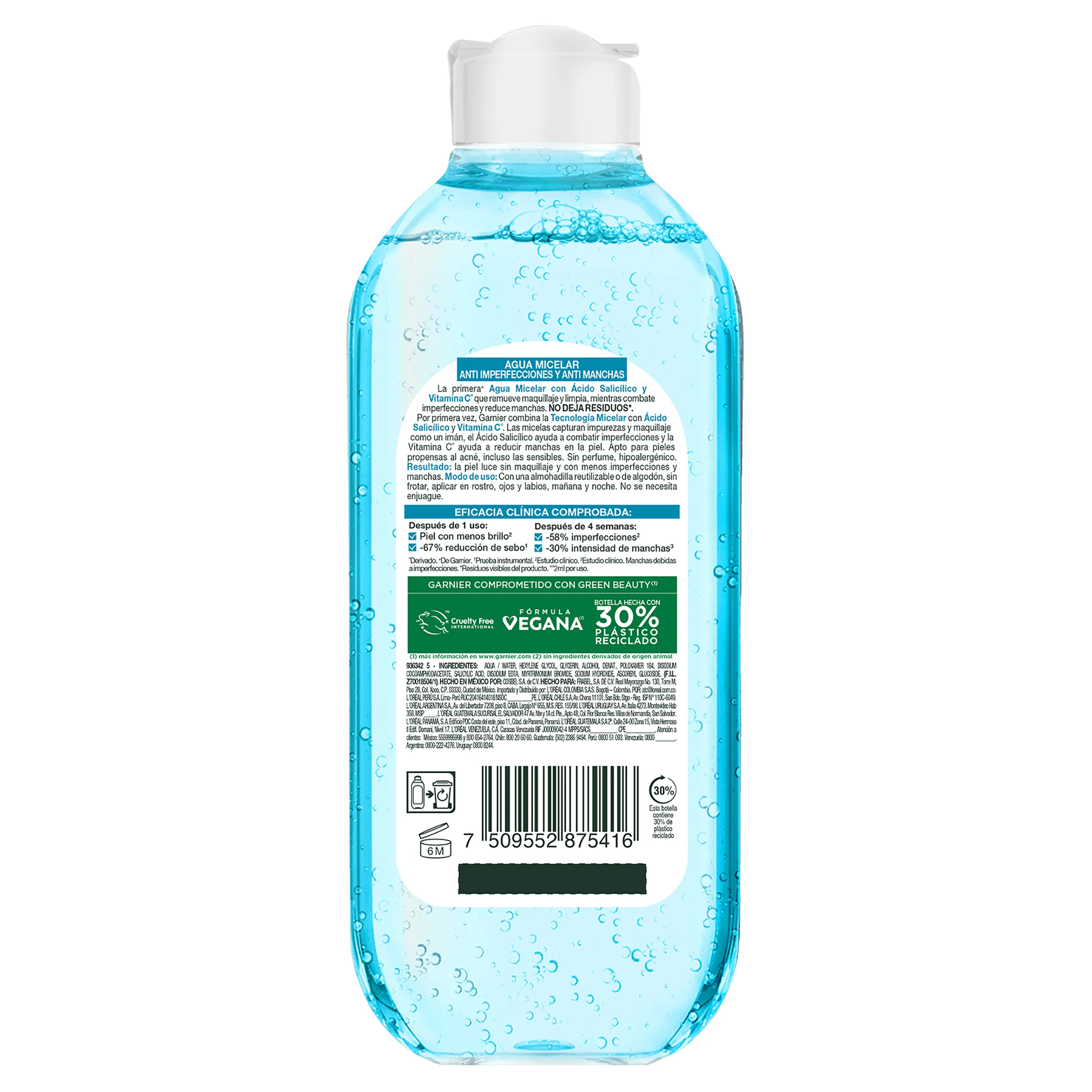 Agua Micelar Acido Salicilico Garnier Anti-Acne 400 Ml - Image 2