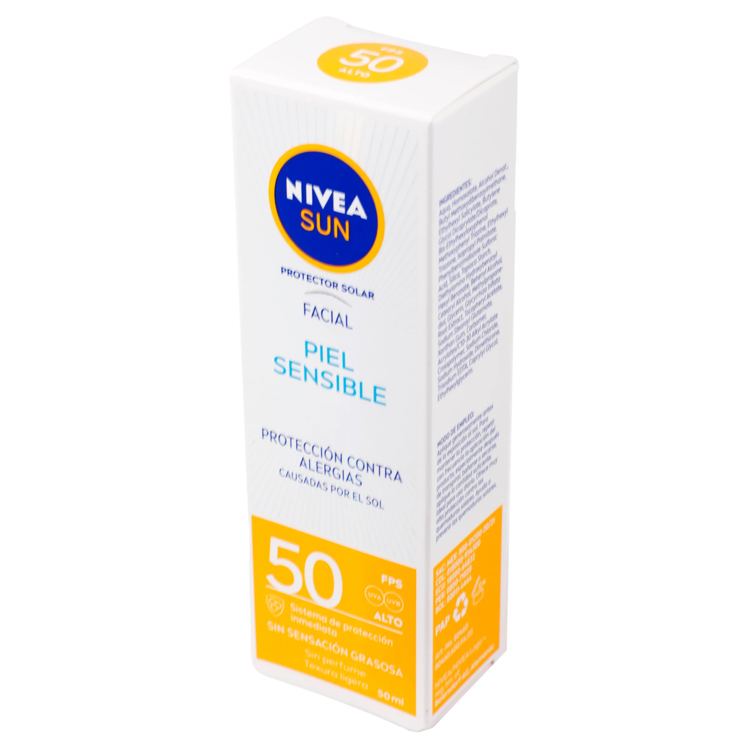 Bloqueador Nivea Sun Facial Fps 50 Piel Sensible 50 Ml - Image 4