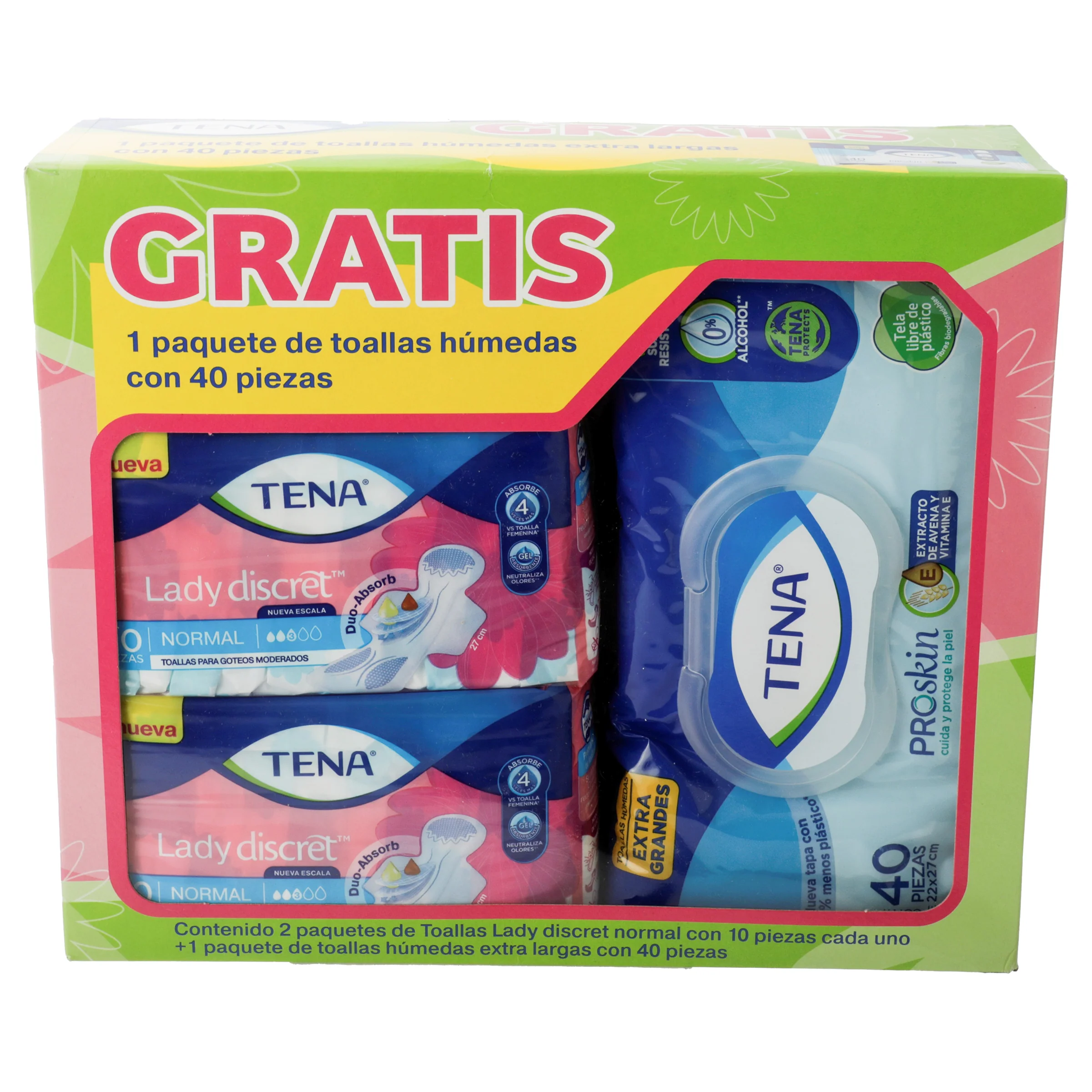 Toallas Sanitarias Tena Lady Con 10 Duo+ Toallitas Humedas - Image 3