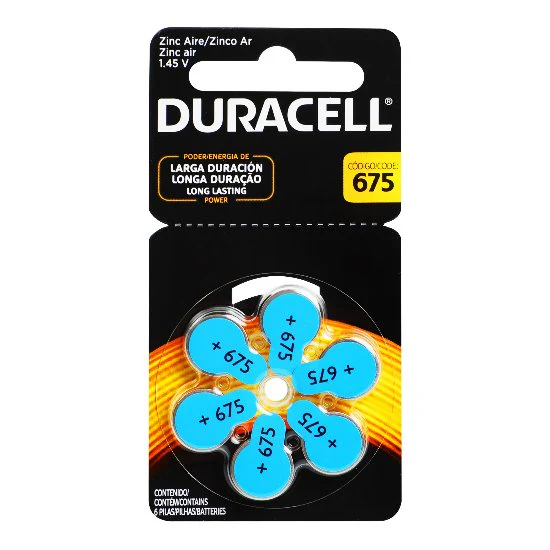 Pila Duracell 675 Zinc 1.45 V Con 6 Piezas