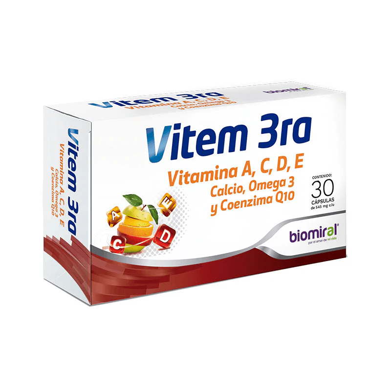 Biomeral Vitem 3Ra (Vitaminas,Omega3,Calcio,Coenxima,Q10) Con 30 Capsulas