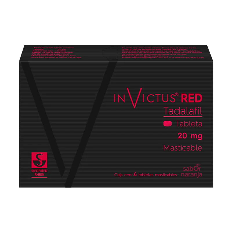 Invictus Red 20 Mg - Caja Con 4 Tabletas Masticables (Tadalafil)