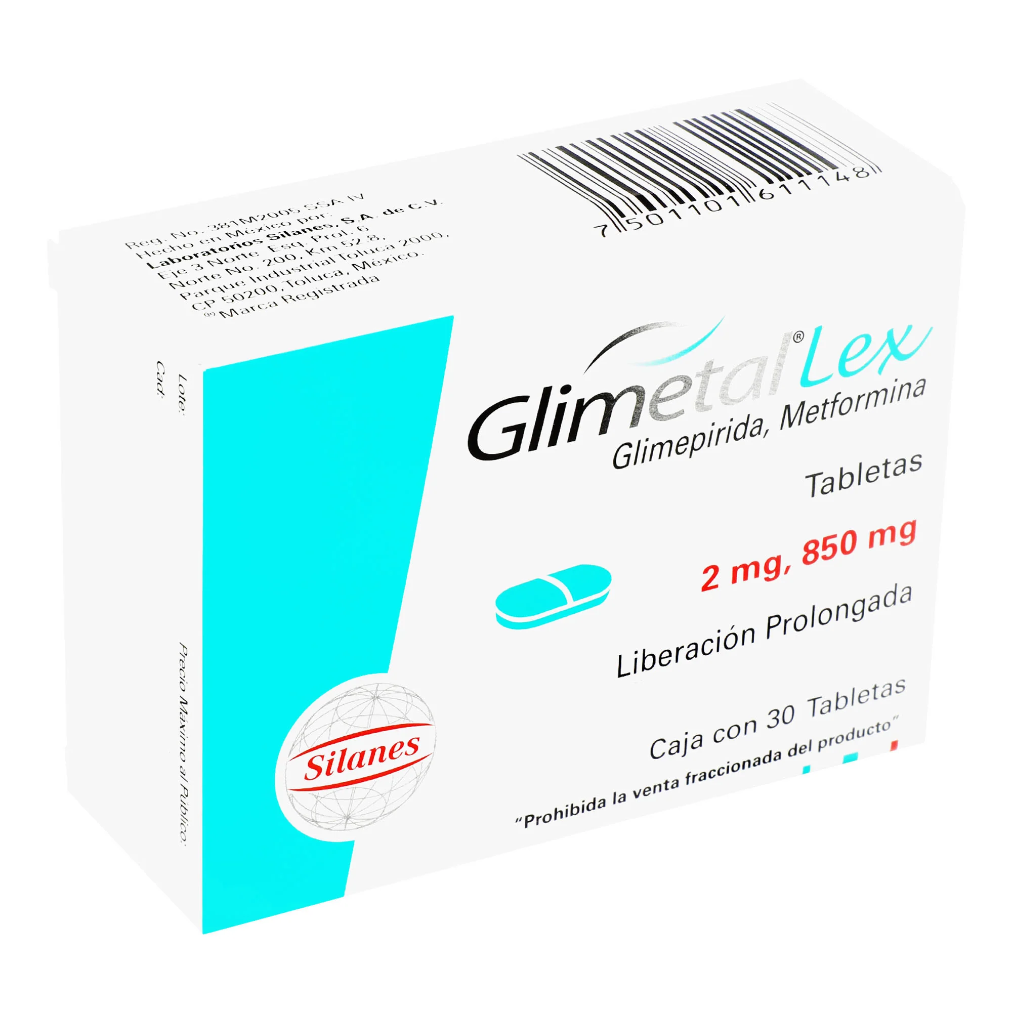 Glimetal-Lex 850/2 Mg Con 30 Tabletas - Image 2