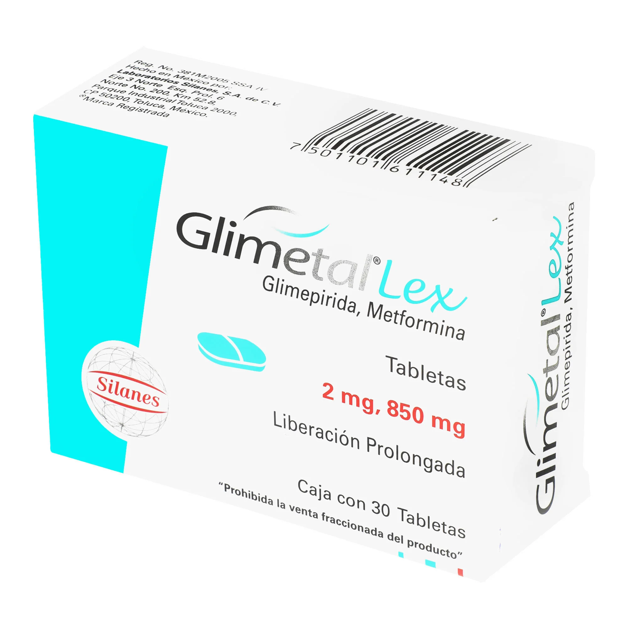 Glimetal-Lex 850/2 Mg Con 30 Tabletas - Image 3