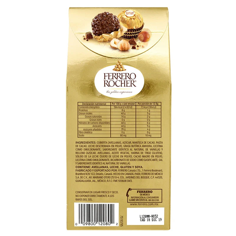 Chocolate Ferrero Rocher 100 G Con 8 Piezas