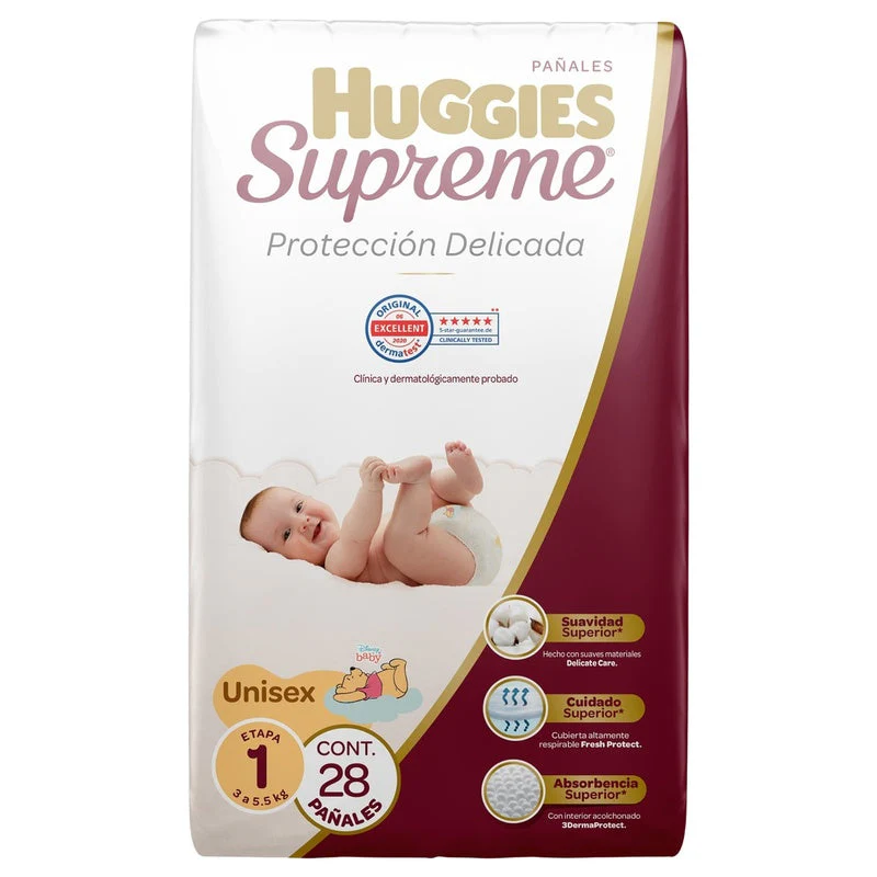 Pañal Huggies Supreme Etapa 1 Unisex Con 28 - Image 4