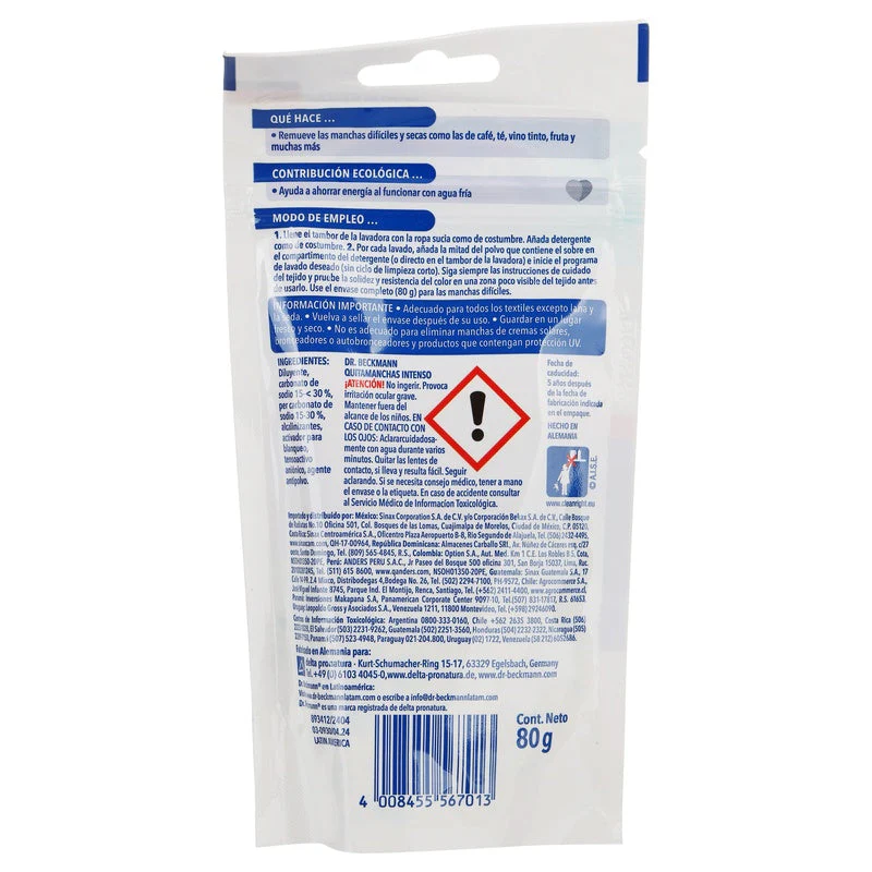 Limpiador Dr Beckman Quitamanchas Intenso Para Ropa 80 G - Image 10