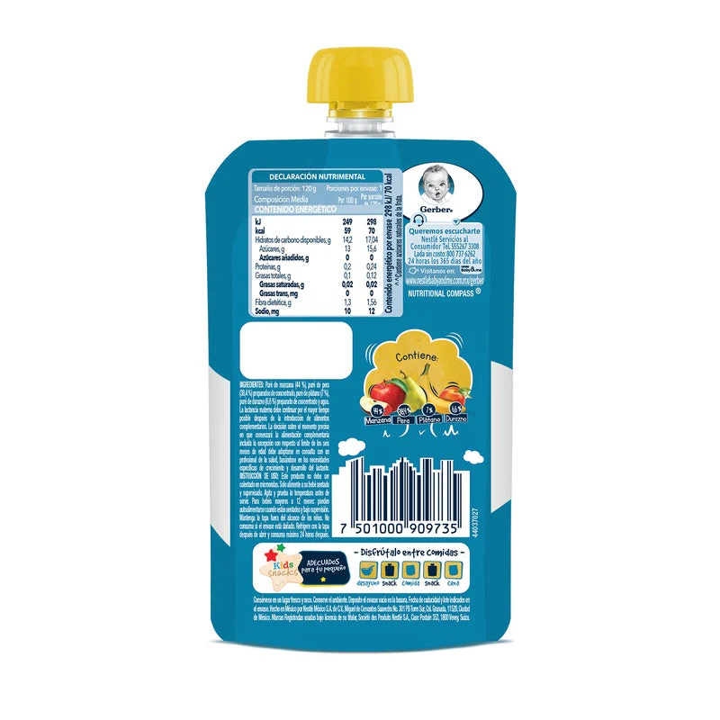 Gerber Flexipack Jr Manzana-Pera-Platano-Durazno120 G - Image 2