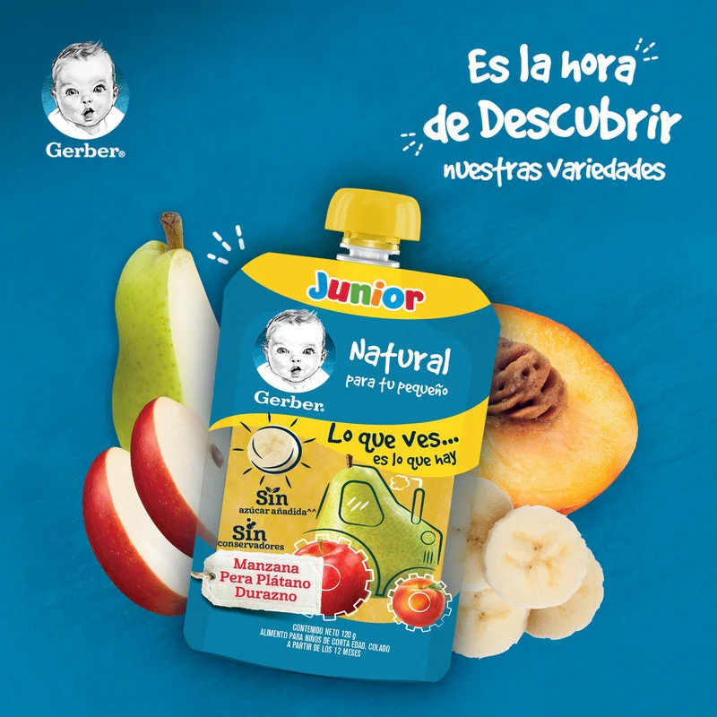 Gerber Flexipack Jr Manzana-Pera-Platano-Durazno120 G - Image 5