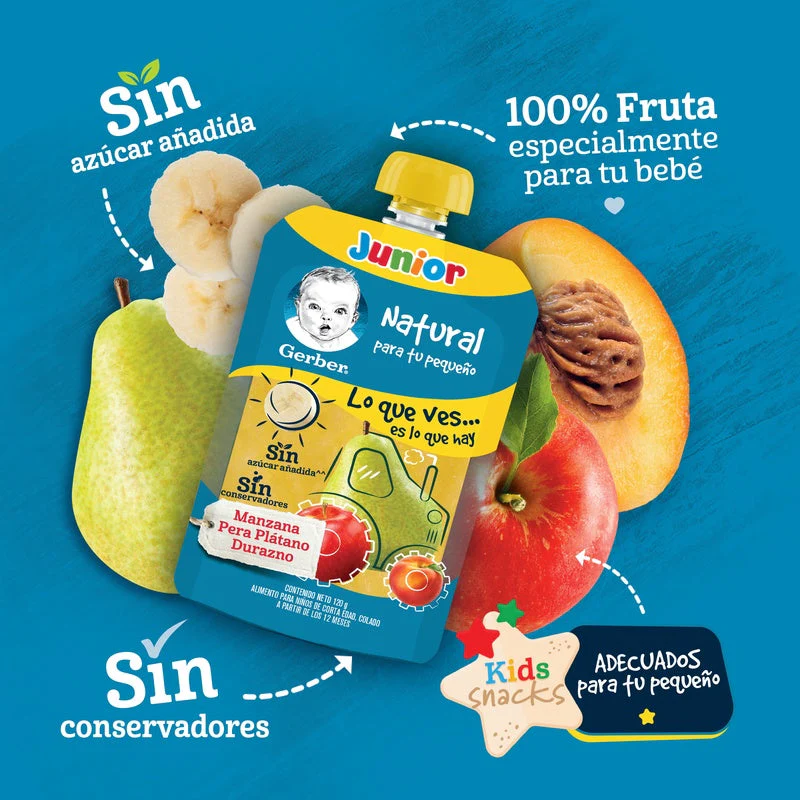 Gerber Flexipack Jr Manzana-Pera-Platano-Durazno120 G - Image 7