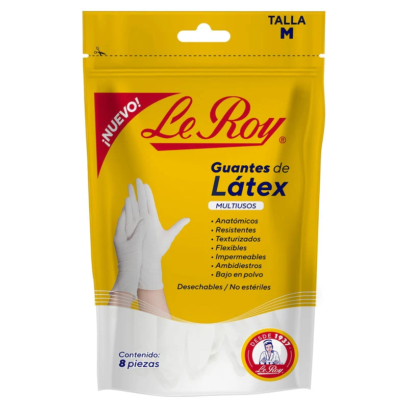 Guante Le Roy Latex Multiusos Mediano Con 8 Piezas