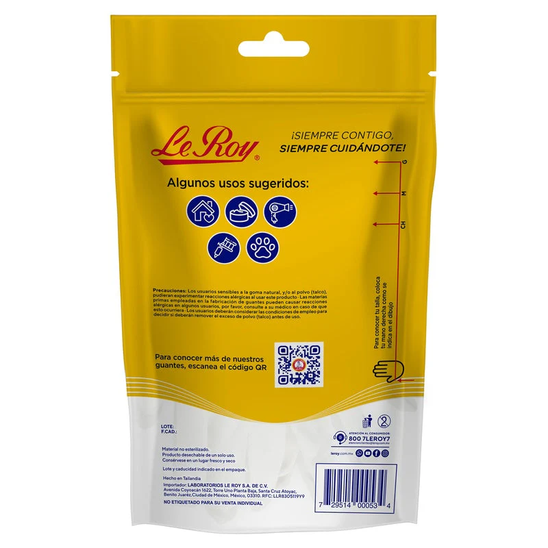 Guante Le Roy Latex Multiusos Mediano Con 8 Piezas - Image 2