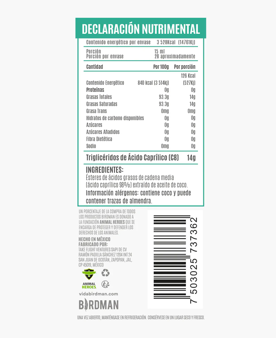 Bs Mct Oil Coco 270 Ml Birdman - Image 5