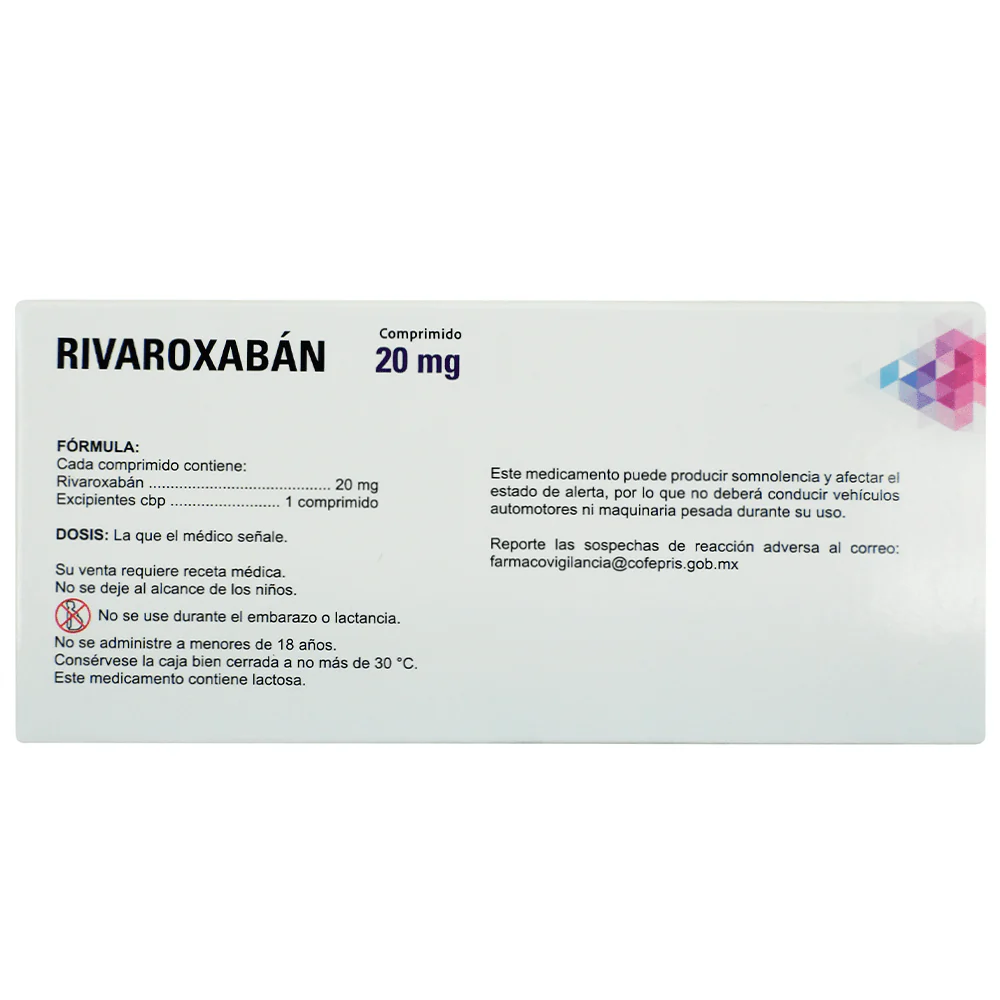 Rivaroxaban 20 Mg Con 28 Tabletas Maver - Image 3