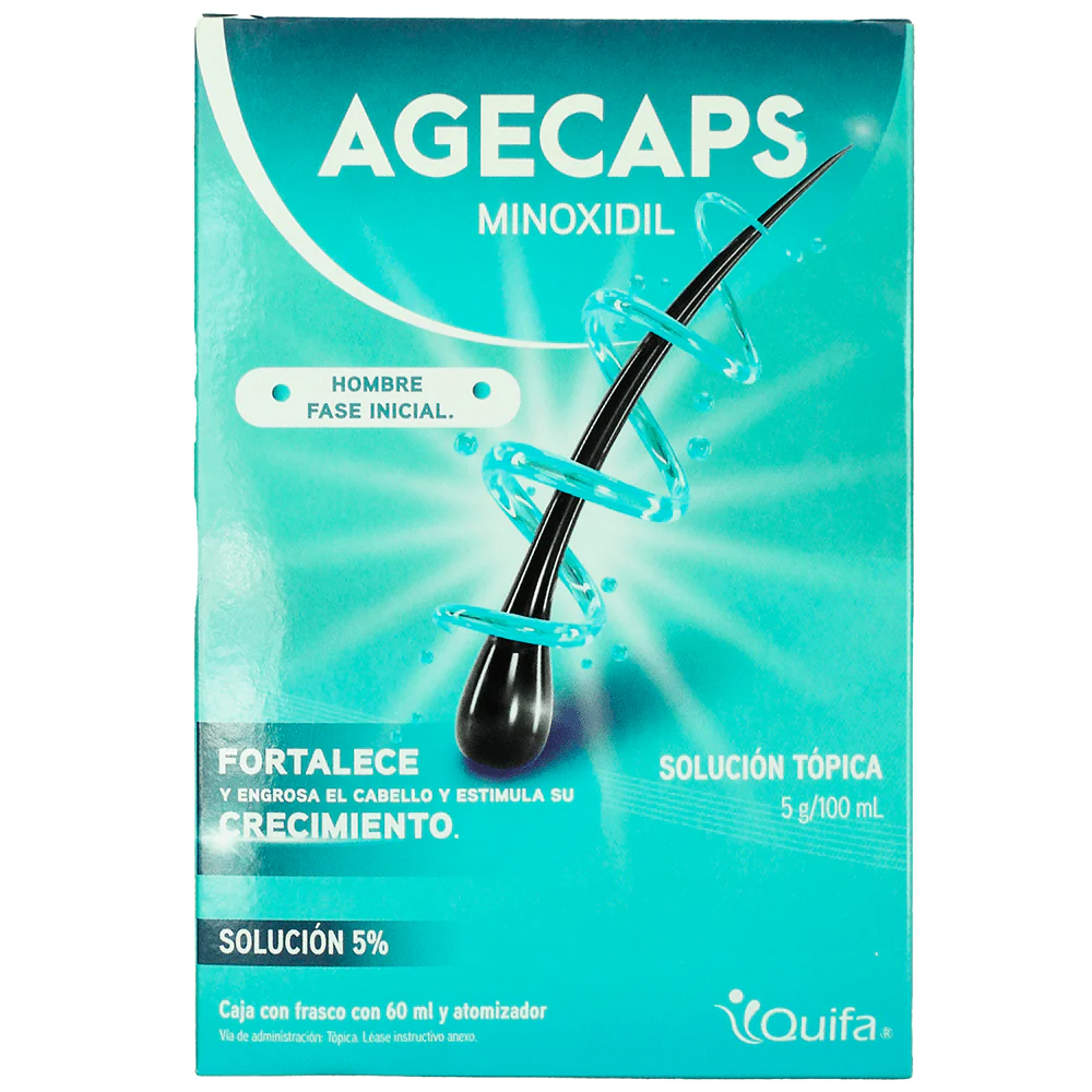 Agecaps Minoxidil Hombre Solucion Topica 5% 60 Ml Fase Inicial