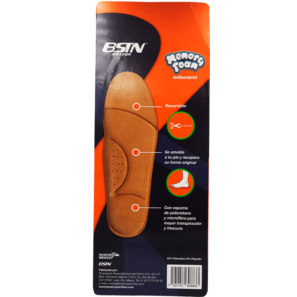 Plantilla Boston Memory Foam 25-26-27 Mediana Unisex