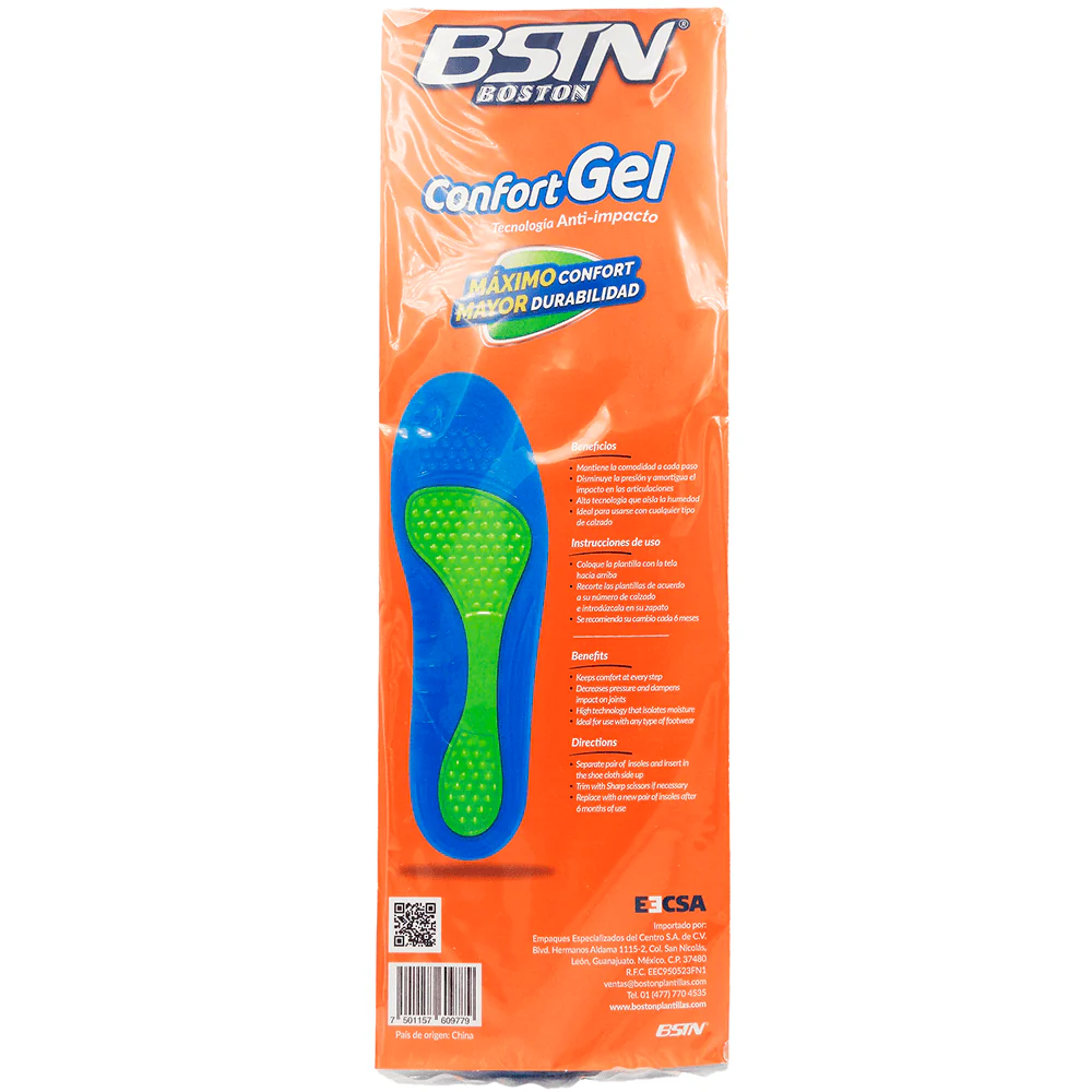 Plantilla Boston Confort Gel Caballero Talla 6-10