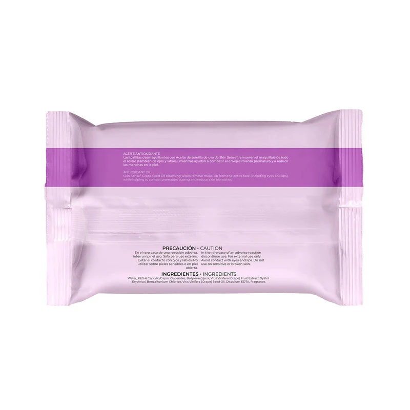 Toallitas Desmaquillantes Skin Sense Semilla Uva Con 25 Piezas