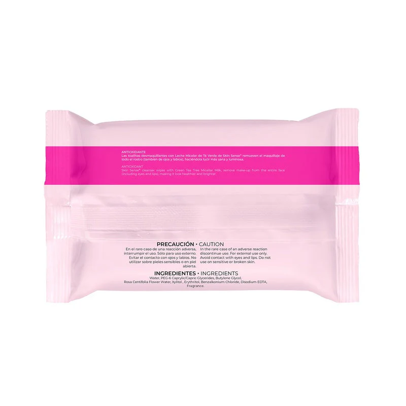 Toallitas Desmaquillantes Skin Sense Agua Rosa Con 25