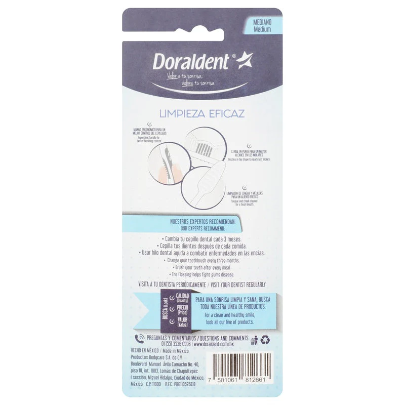 Cepillo Dental Dorald Limpiador Eficiente Mediano Con 3 Piezas