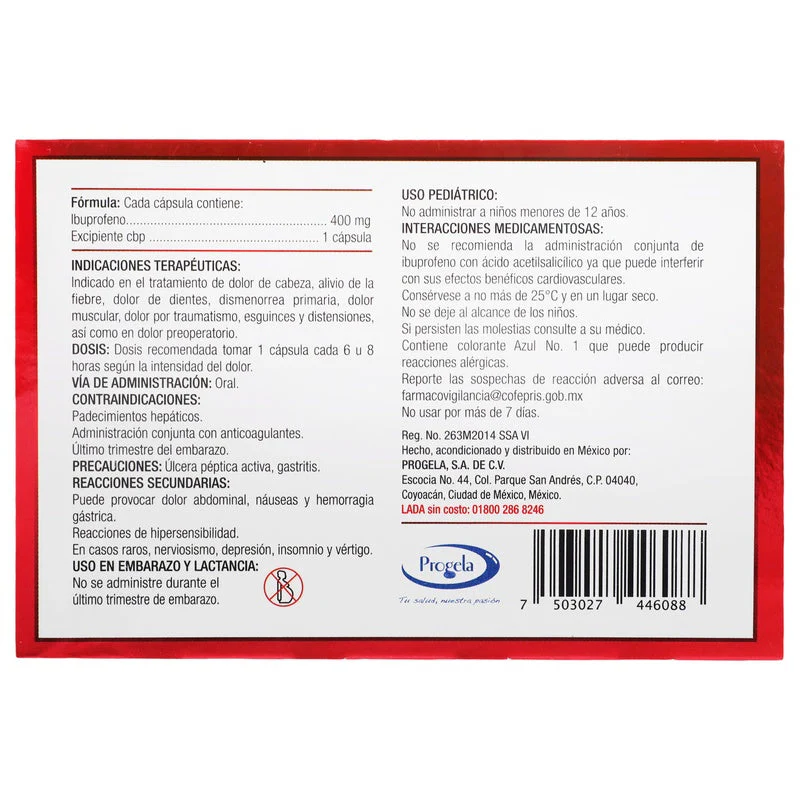Gelubrin (Ibuprofeno) 400 Mg Con 30 Capsulas - Image 2