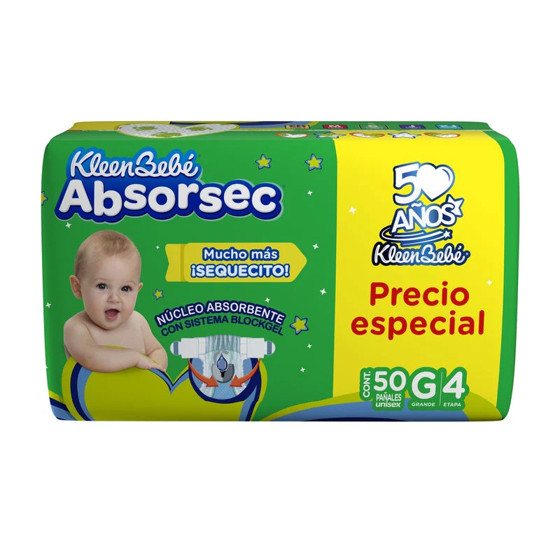 Pañal Absorsec Con 50 Piezas Grande