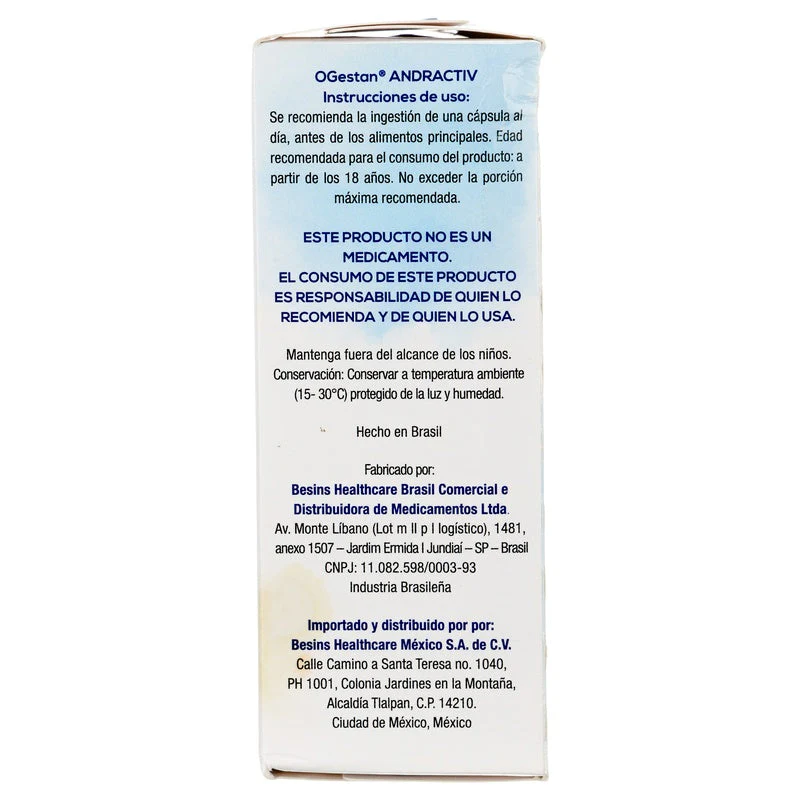 Ogestan Andractiv Suplemento Alimenticio Con 30 Capsulas - Image 4