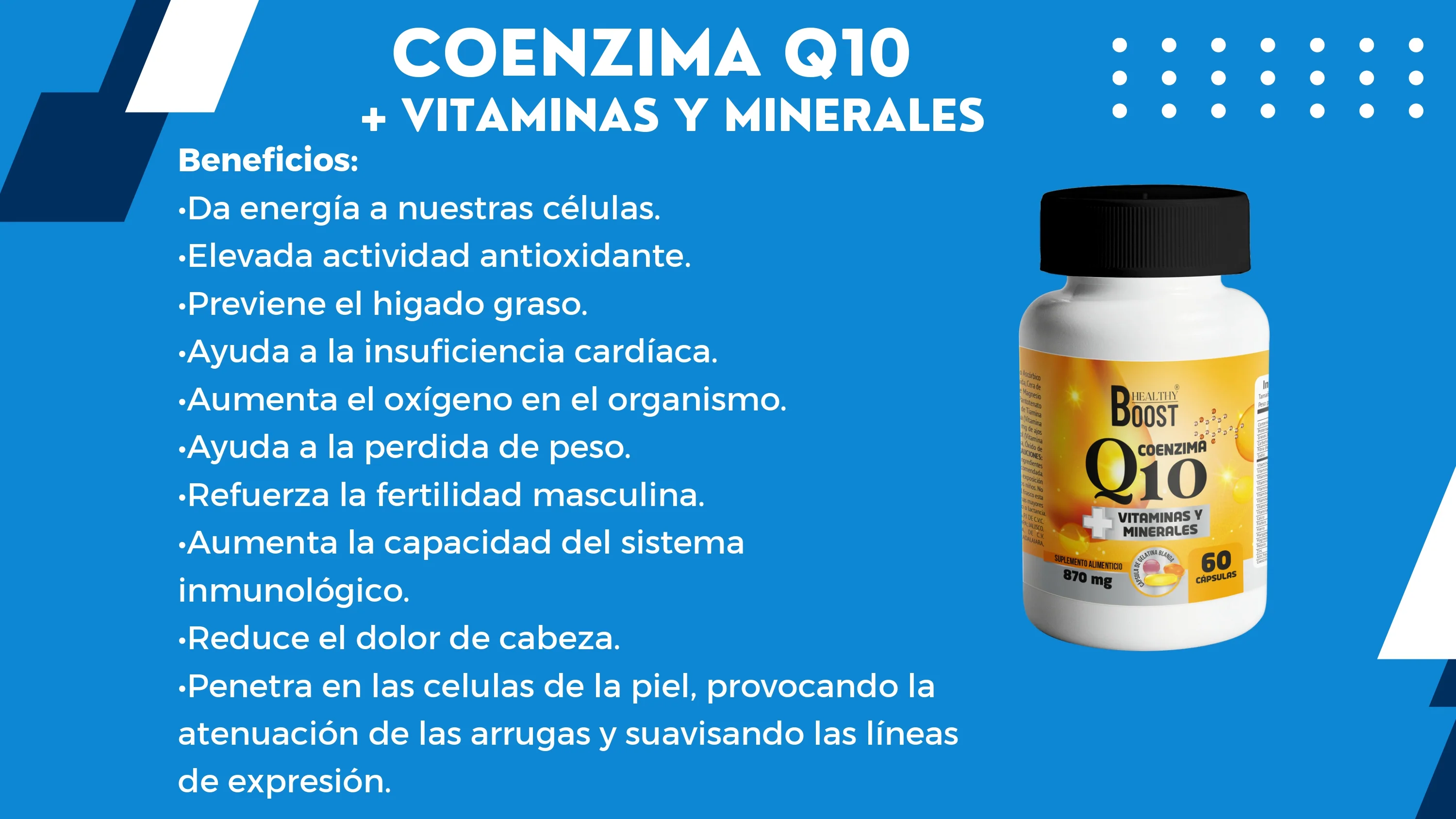 Coenzima Q10 10 Mg+Vitaminas Y Minerales Con 60 Capsulas Healthy Boost - Image 2
