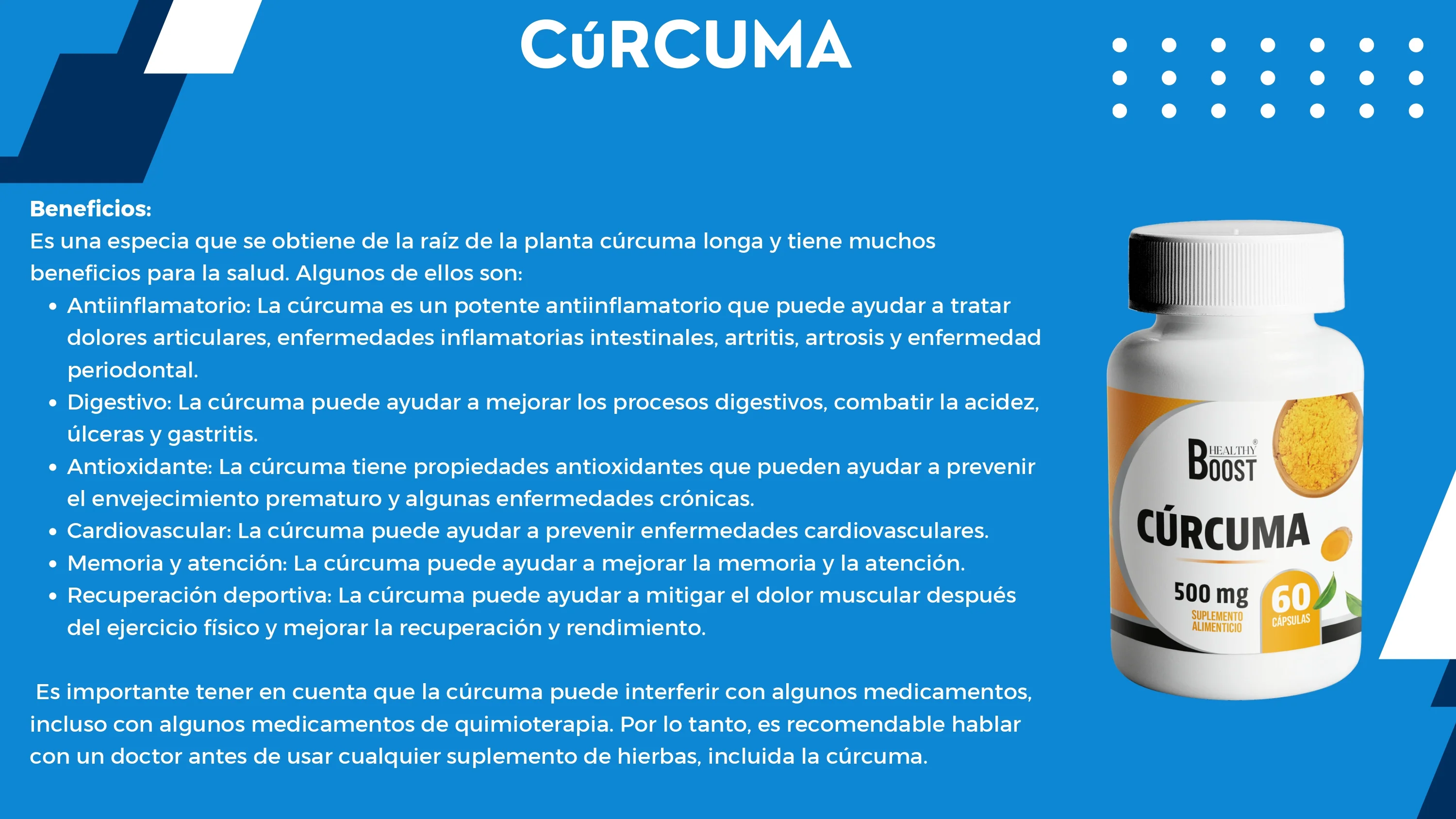 Curcuma 500 Mg Con 60 Capsulas Healthy Boost - Image 2