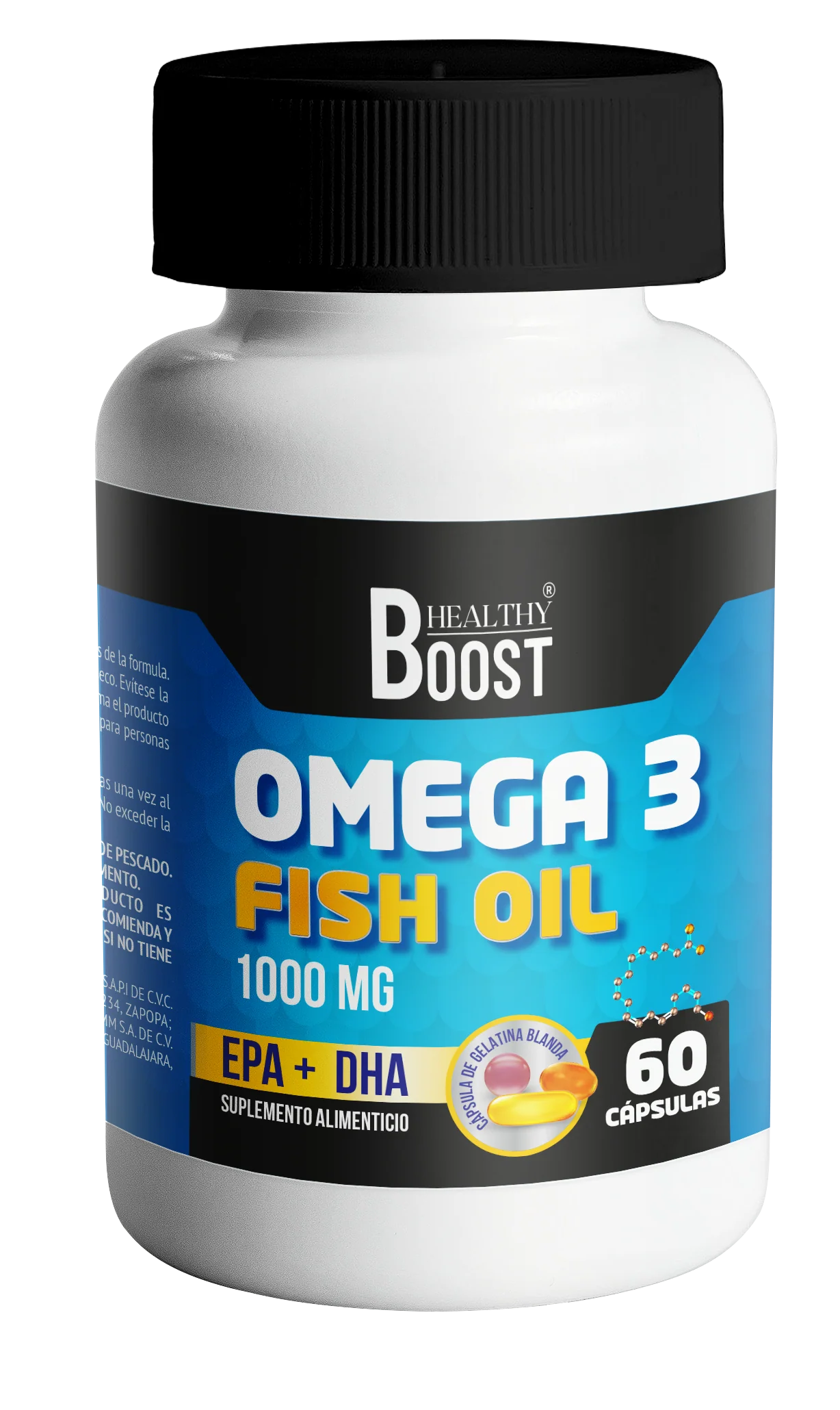 Omega 3 1000 Mg Aceite Pescado Con 60 Capsulas Healthy Boost