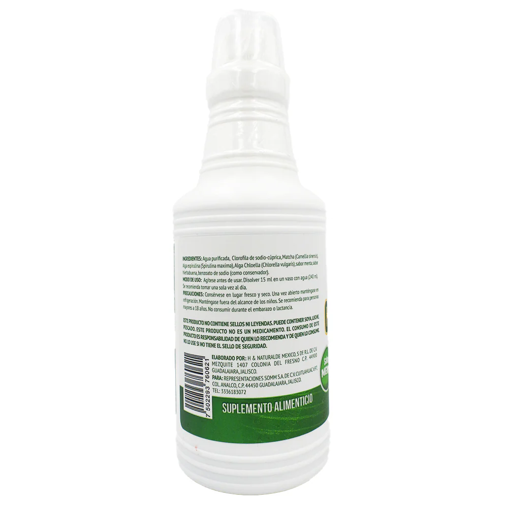 Clorofila (Matcha, Espirulina, Chlorella) Hierbabuena 500 Ml - Image 3