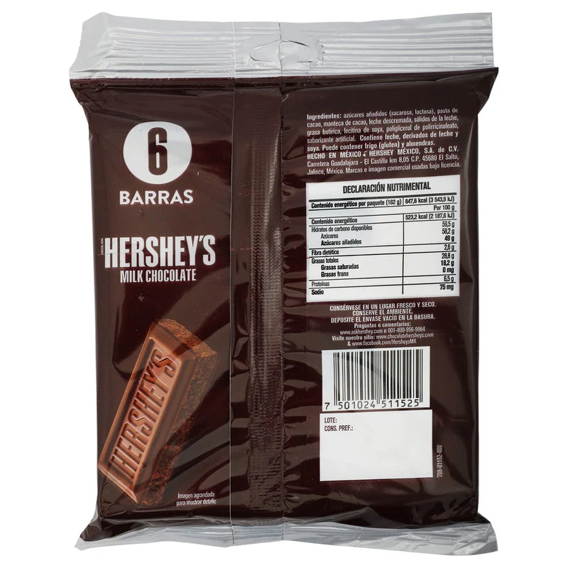 Chocolate Hersheys Milk Con 6 Barras 27 G - Image 2