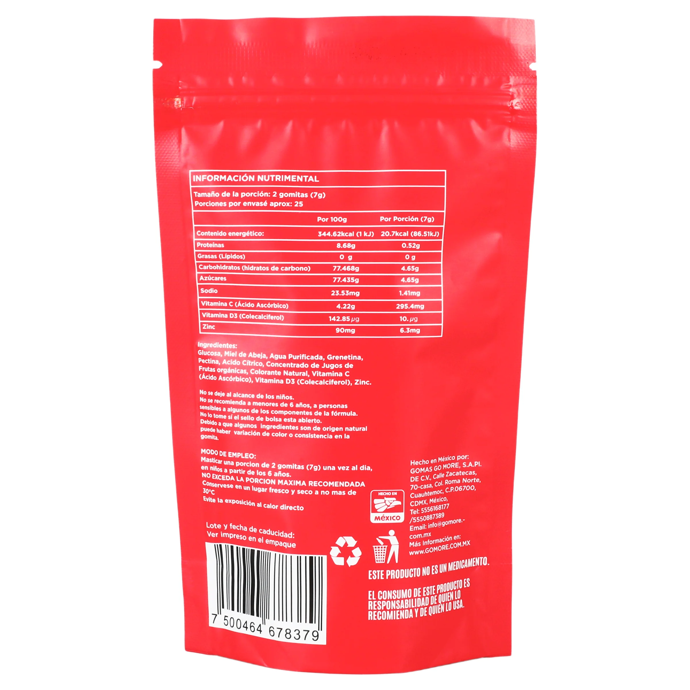 Gomitas Kids Con Vitaminas C, D3 Y Zinc 180 G Suplemento Alimenticio - Image 7