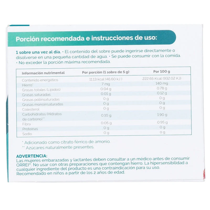 Orrei 7 Mg Suplemento Alimenticio Con 30 Sobres Gel 5 G