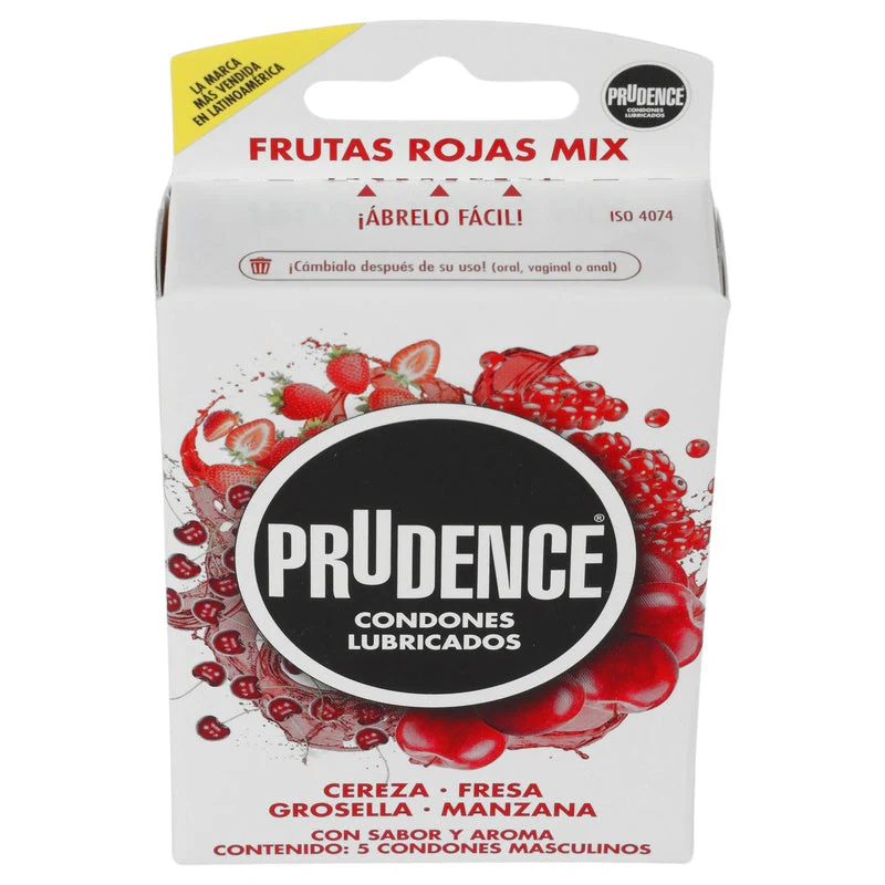 Preservativo Prudence Frutas Rojas Mix Con 5