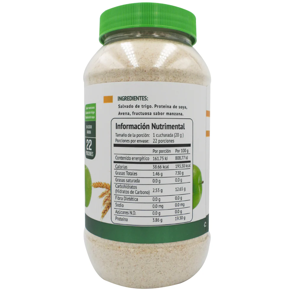 Fibra Salvado Trigo/ Proteina Soya Manzana 450 G Healthy Shakes - Image 2