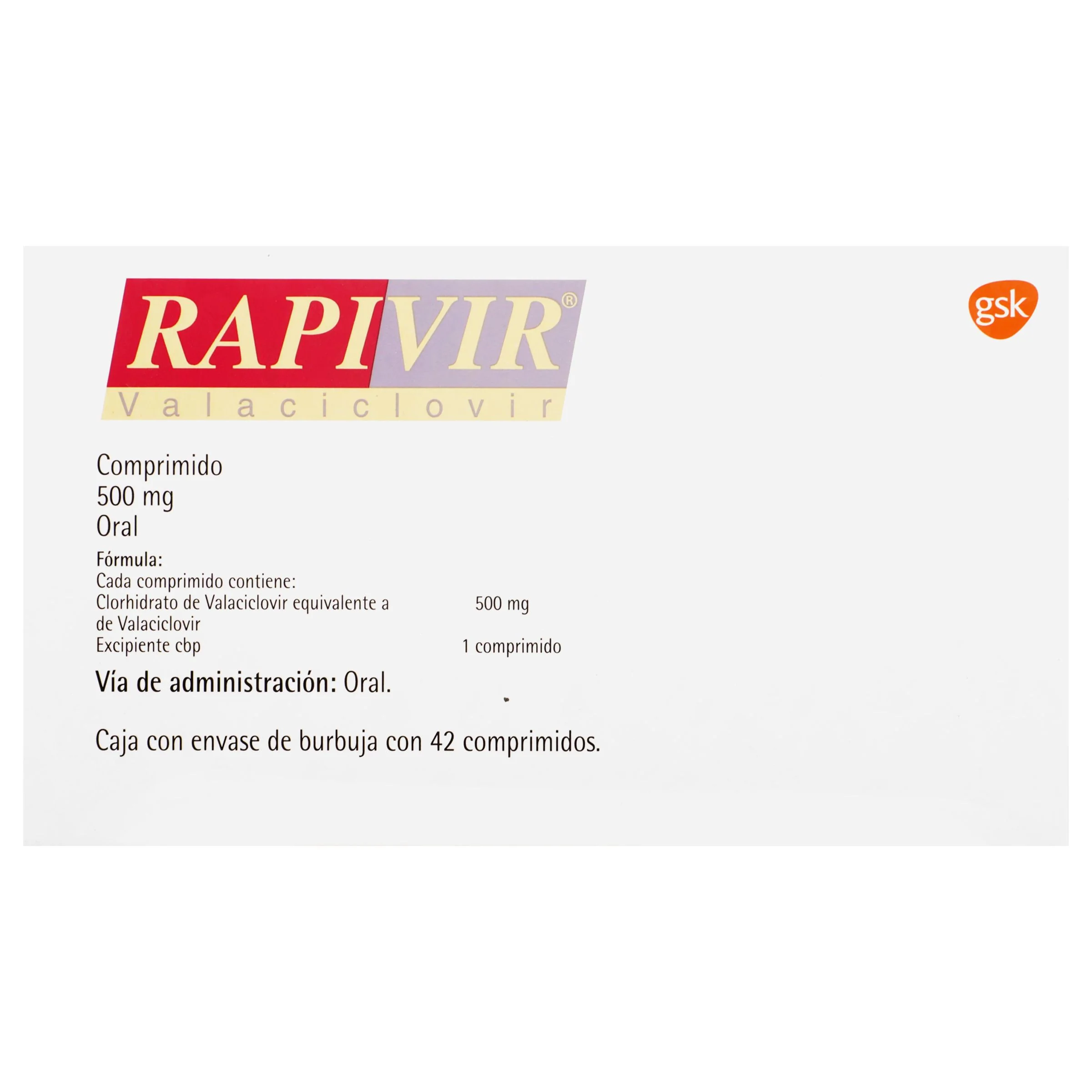 Rapivir 500 Mg Con 42 Tabletas