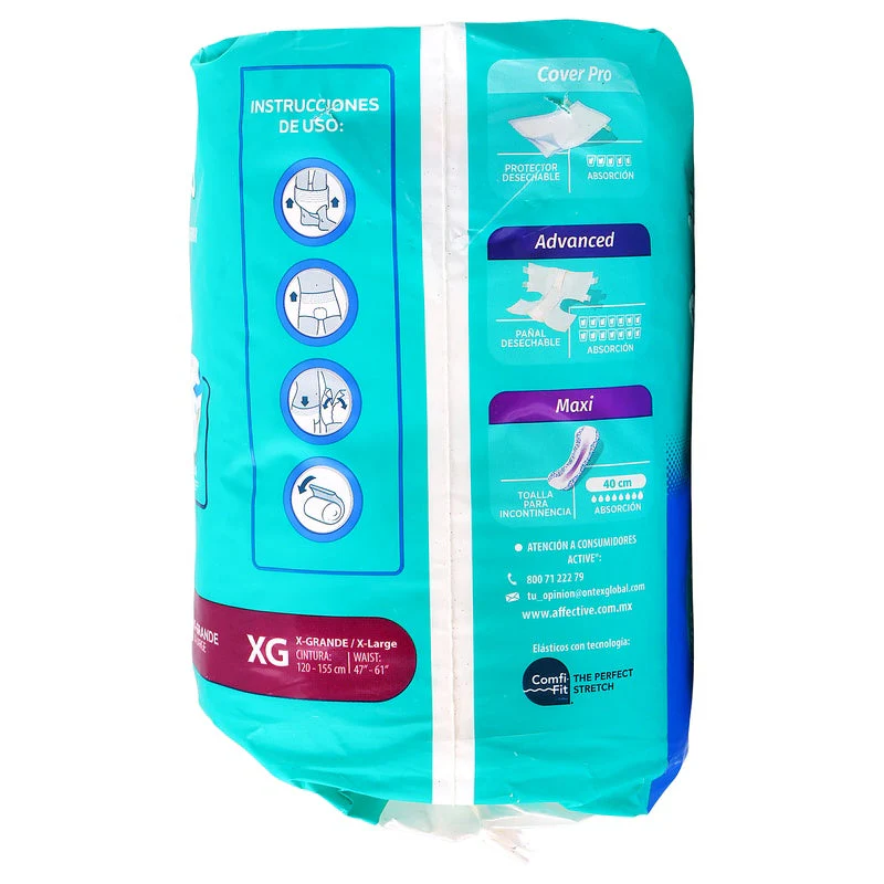 Pañal Affective Active Adulto Unisex Extra Grande Con 10 Piezas