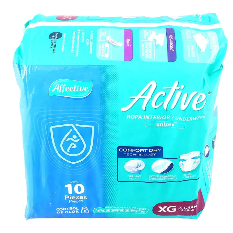 Pañal Affective Active Adulto Unisex Extra Grande Con 10 Piezas - Image 3