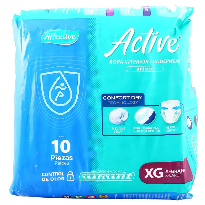 Pañal Affective Active Adulto Unisex Extra Grande Con 10 Piezas - Image 6