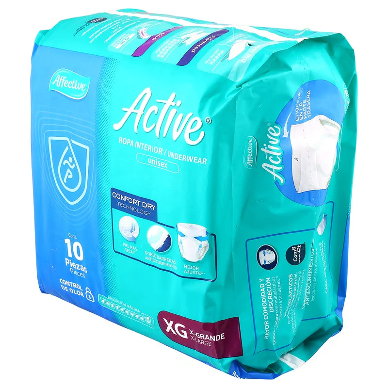 Pañal Affective Active Adulto Unisex Extra Grande Con 10 Piezas - Image 8