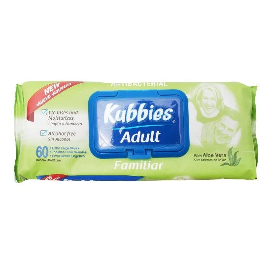 Toallas Humedas Kubbies Adulto Antibacterial Con 60 Piezas