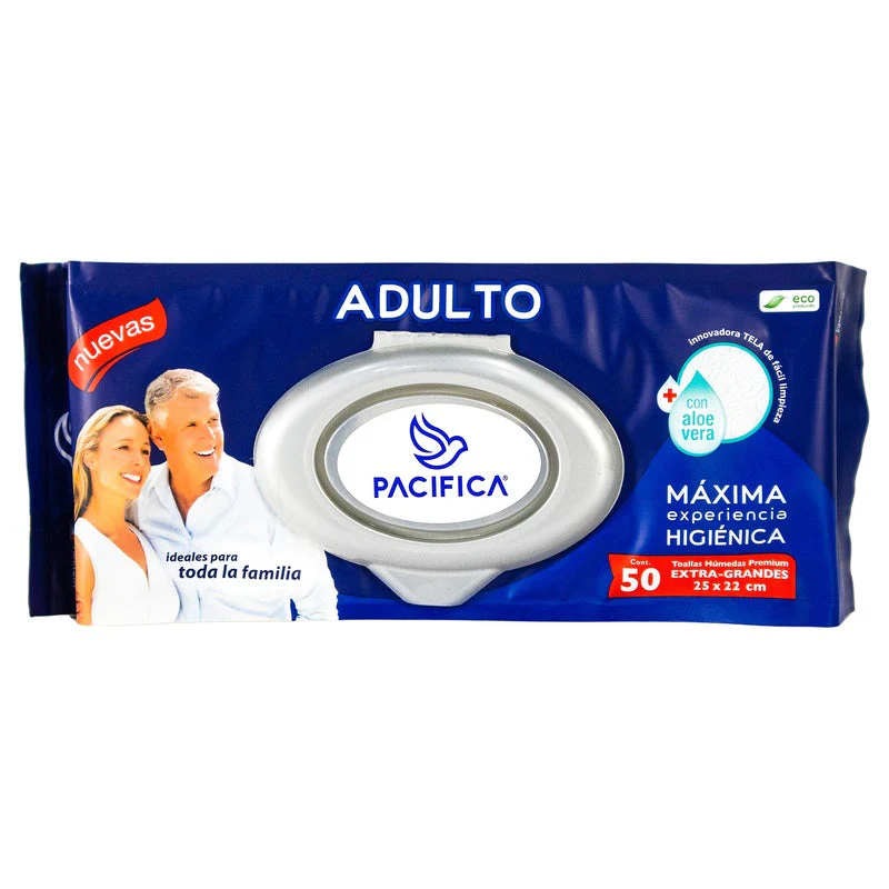 Toallas Humedas Pacifica Adulto Con 50 Piezas